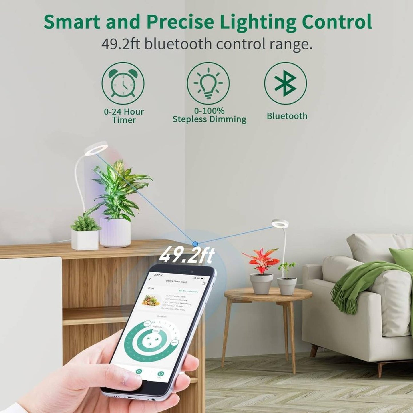 Diivoo Smart Grow Light for Indoor Plant Full Spectrum, Bluetooth LED Growing