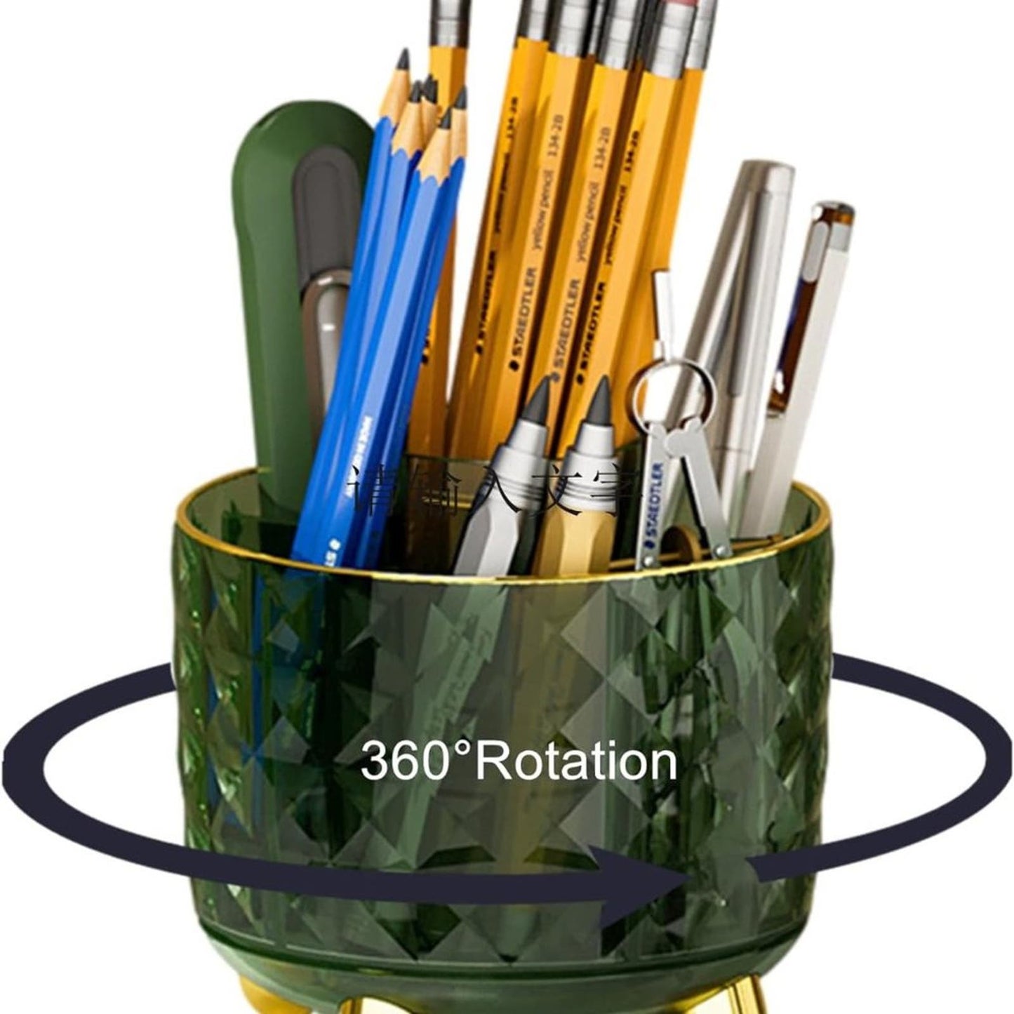 Laloblue Pencil Holder For Desk, Pen Holder, 6 Slots 360° Degree Rotating