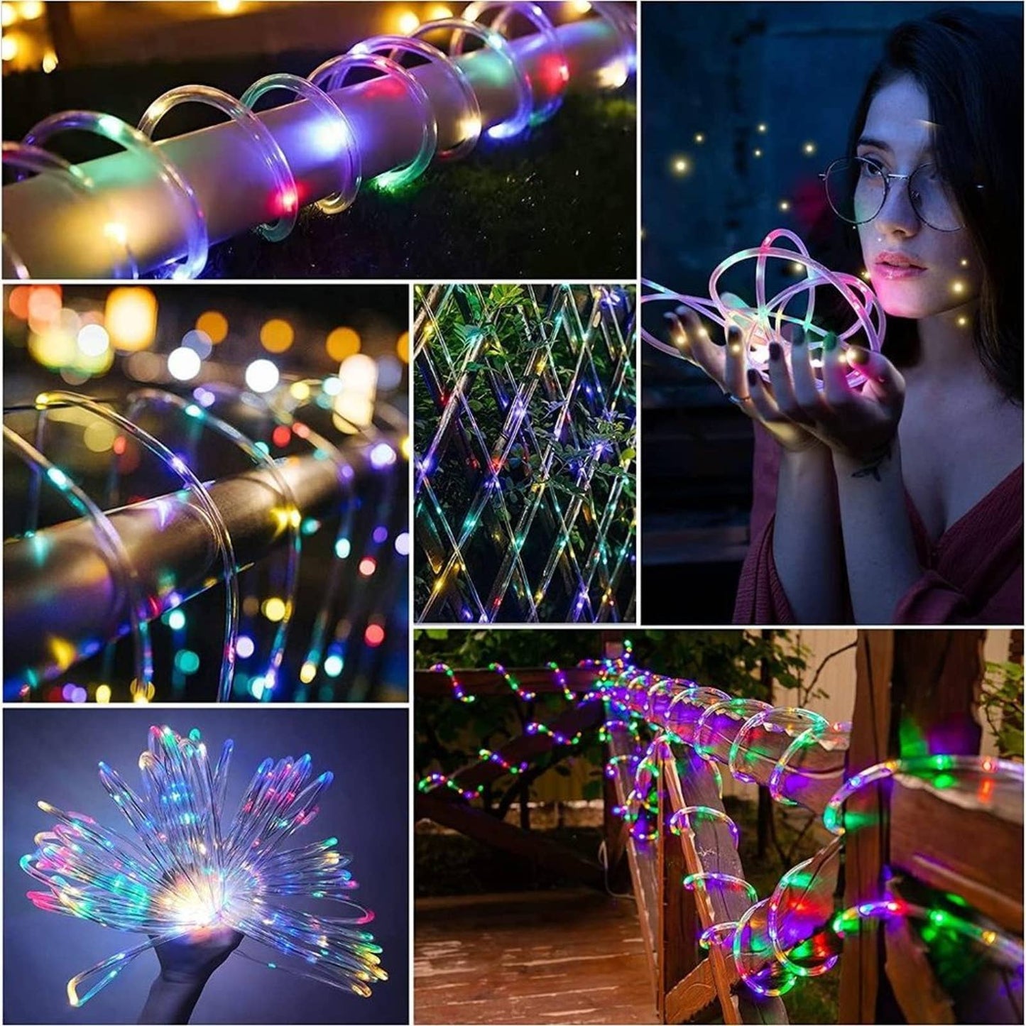 SINGCHUNGTE Colorful Rope Lights, 66Ft 200 LED Waterproof Rope Lights