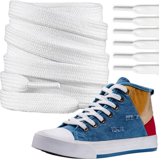 Asacam 1 Pair Shoe Laces for Sneakers, Flat 5/16" 24"(60cm) White