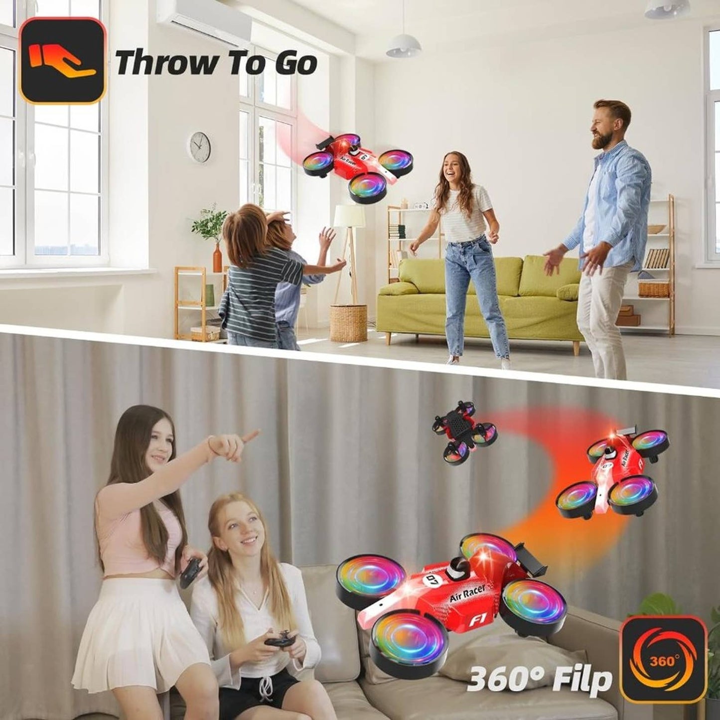 LM07 Mini Drone for Kids, LED Drones for Beginners, Small Indoor RC Quadcopter