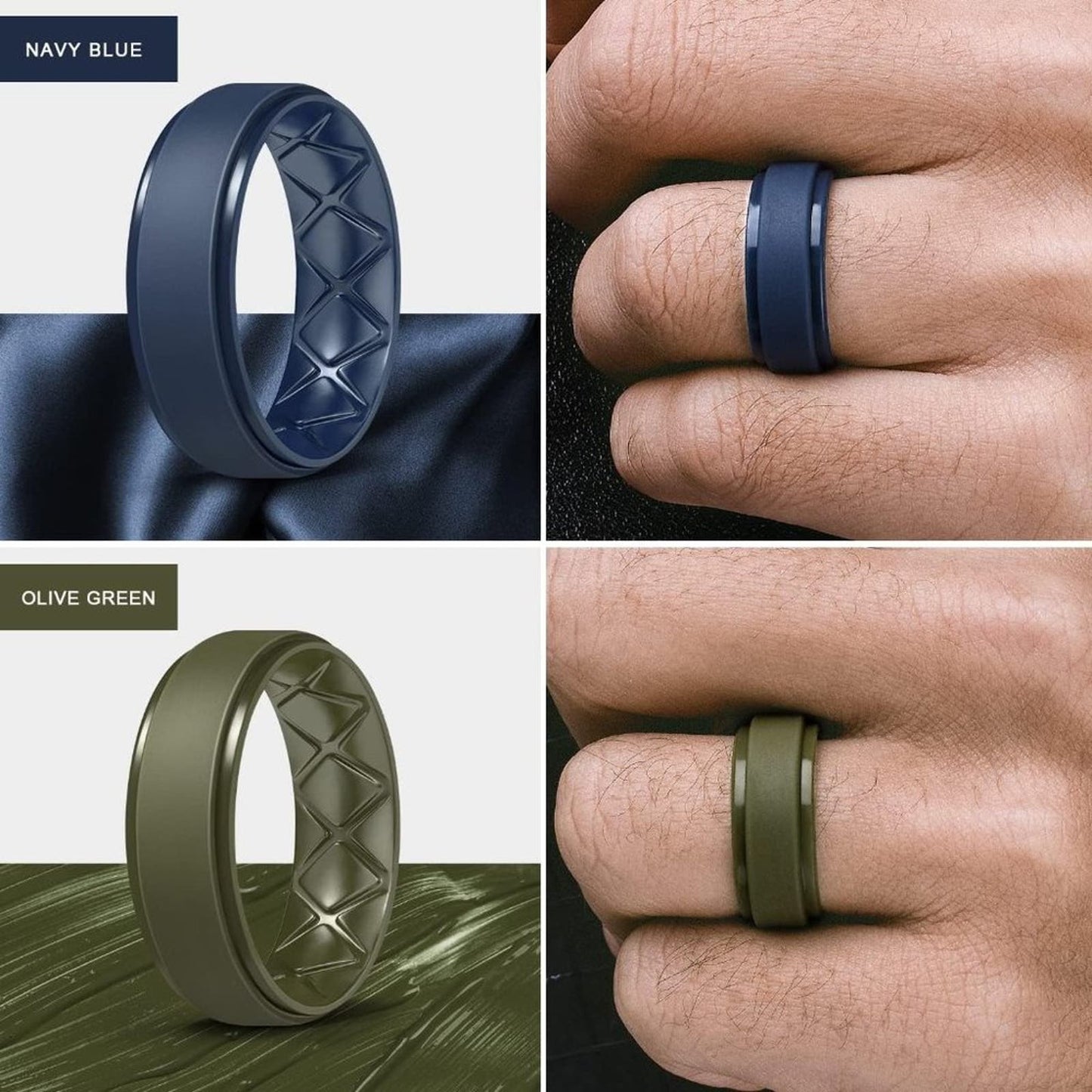 Egnaro Inner Arc Ergonomic Breathable Design, Silicone Rings Mens with Half Size