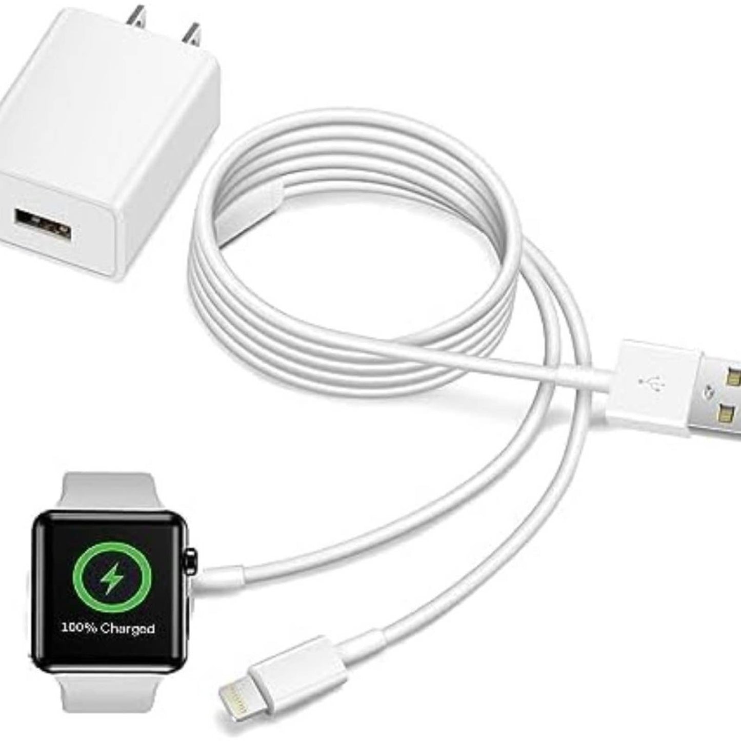 2 in 1 for Apple Watch Charger iWatch-Charger iPhone - with USB Wall Charger