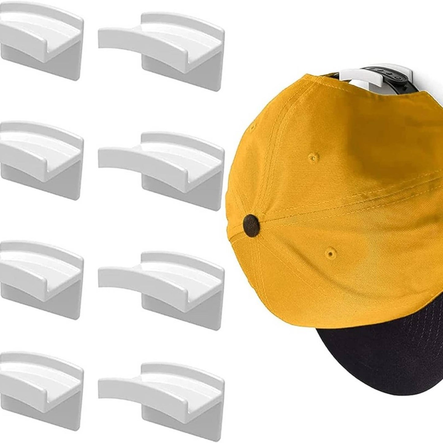 FLANCCI Hat Hooks for Wall, Minimalist Hat Rack Design, Self Adhesive Hangers