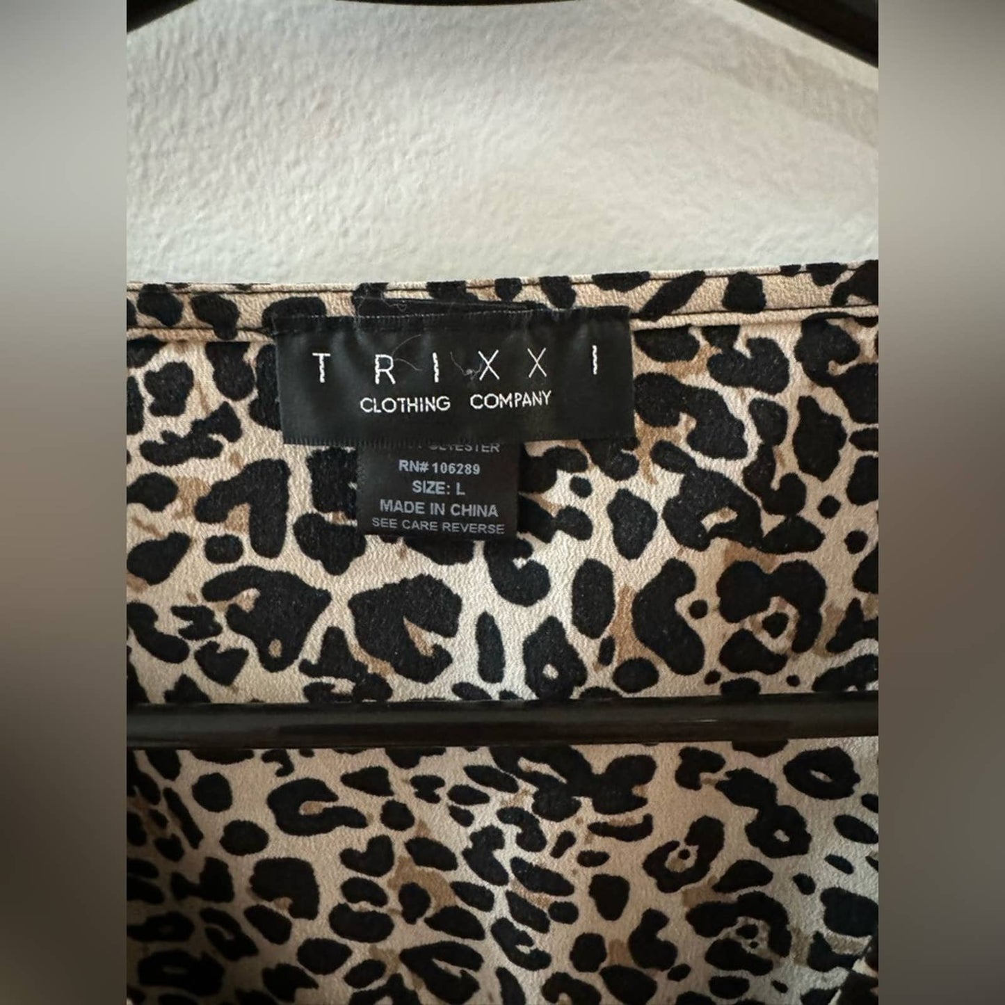 LG Trixxi Clothing Company Leopard Short Sleeve Button-Up Blouse