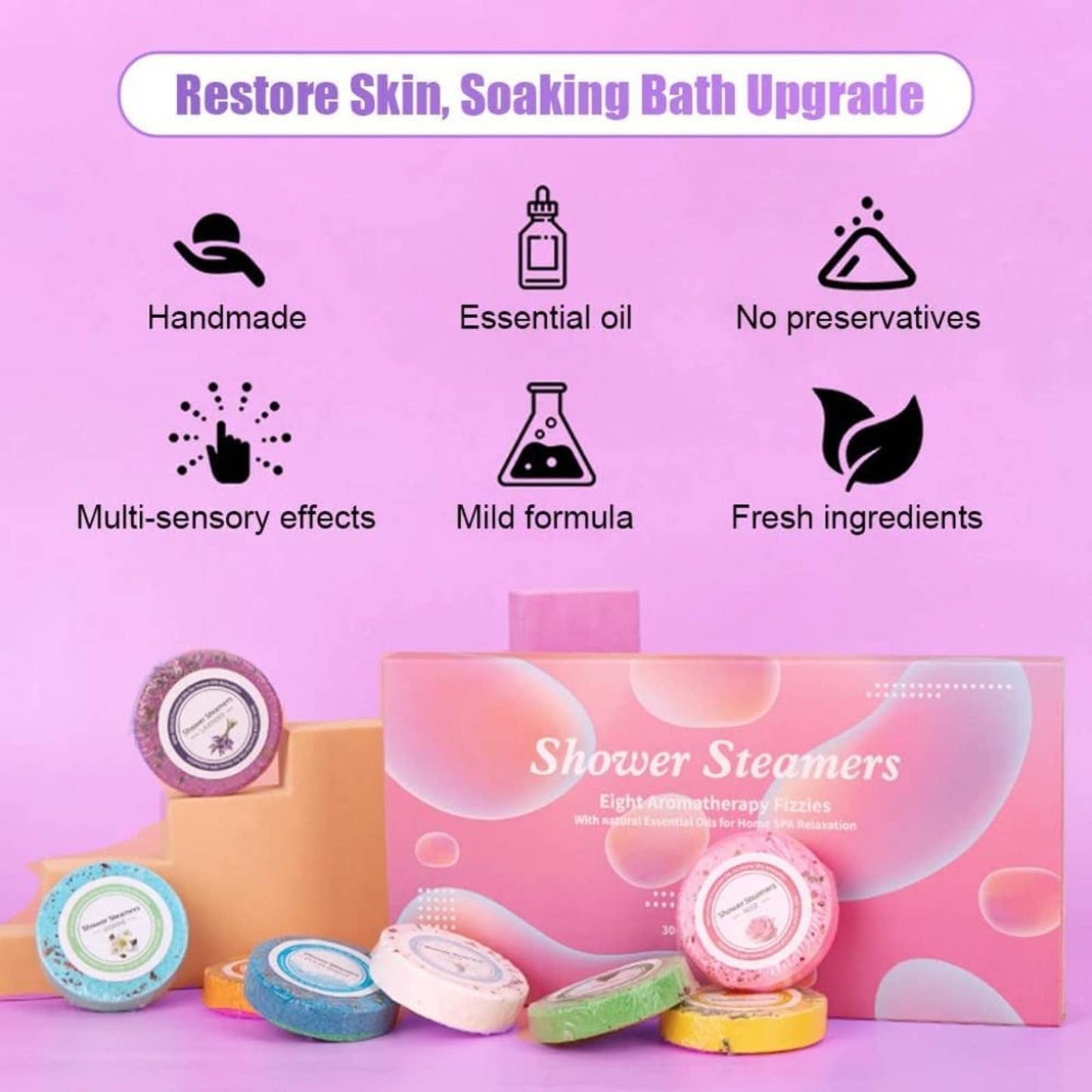 Shower Steamers Aromatherapy - 8 Pcs Bath Bombs with Essential Oils