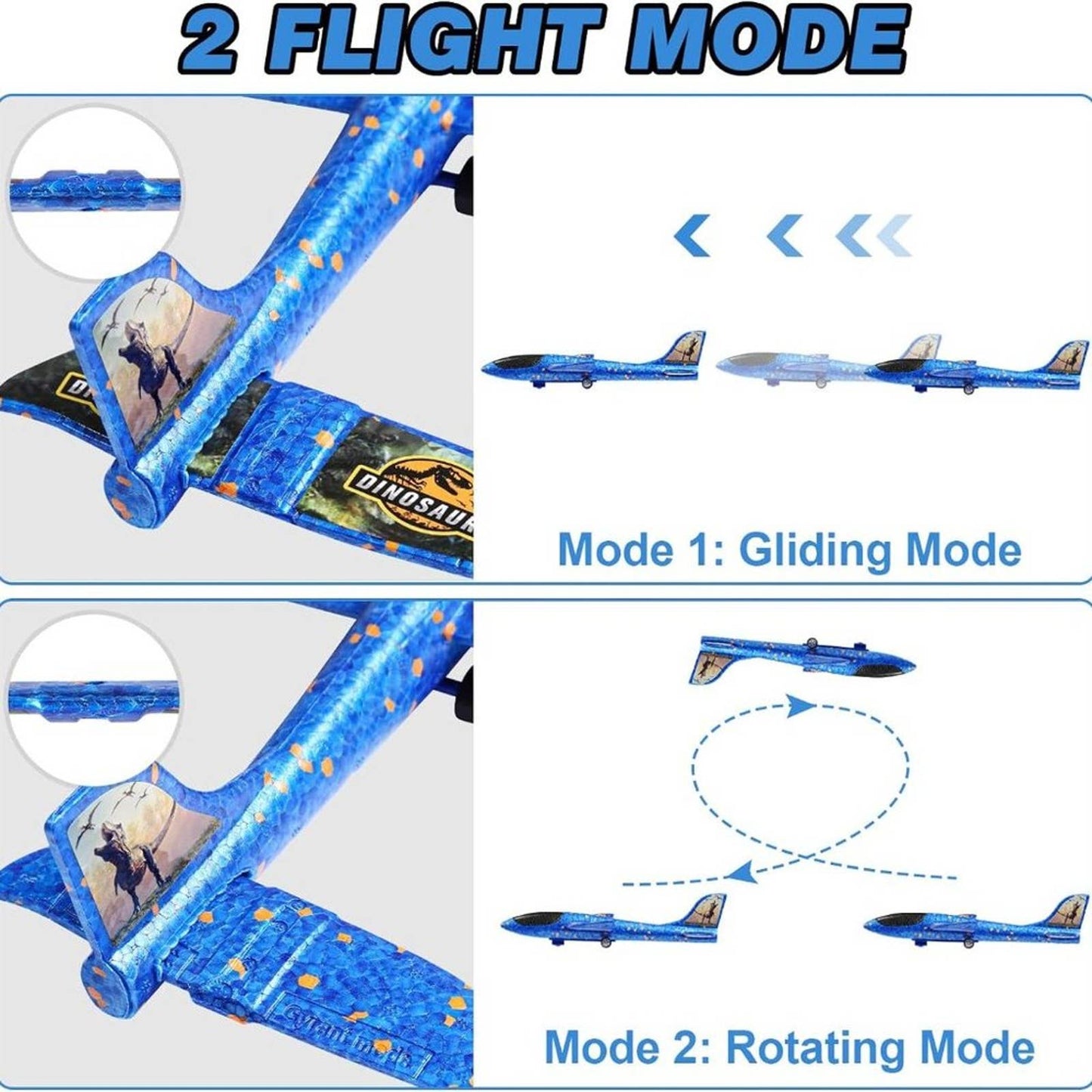 Elctbras 3 Pack Airplane Launcher Toy, Foam Glider Planes for Kids