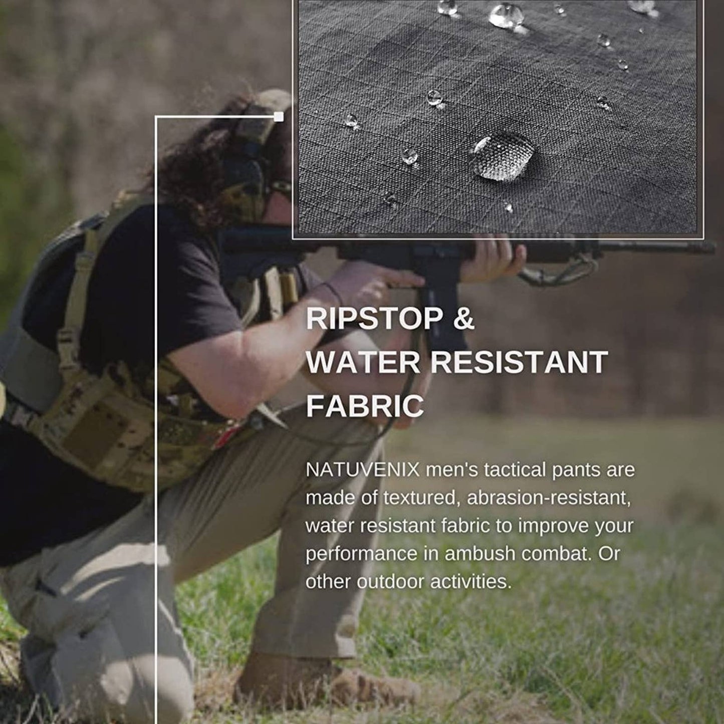 NATUVENIX Tactical Pants for Men, Water Resistant Hiking Cargo Pants 32X32
