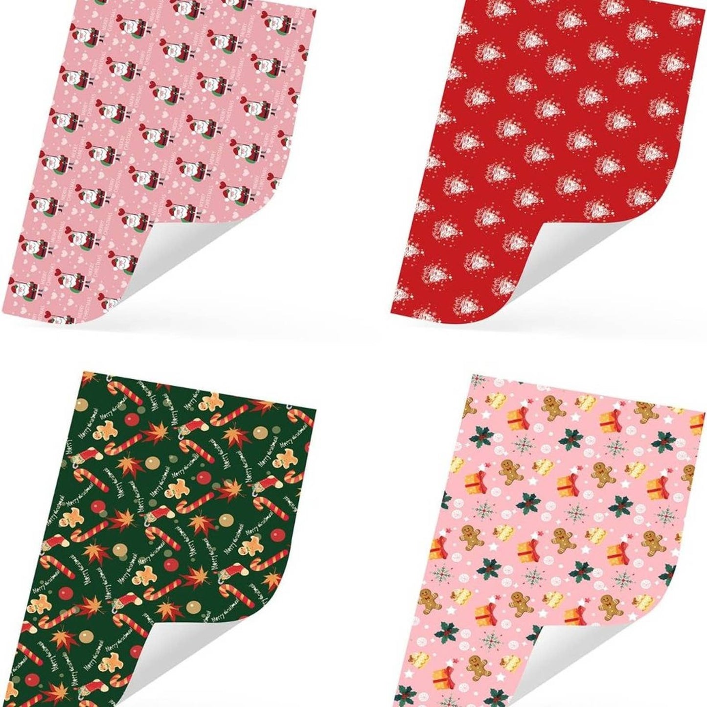 Ulmasinn Christmas Wrapping Paper for Kids Girls Boys,Pink Red Green
