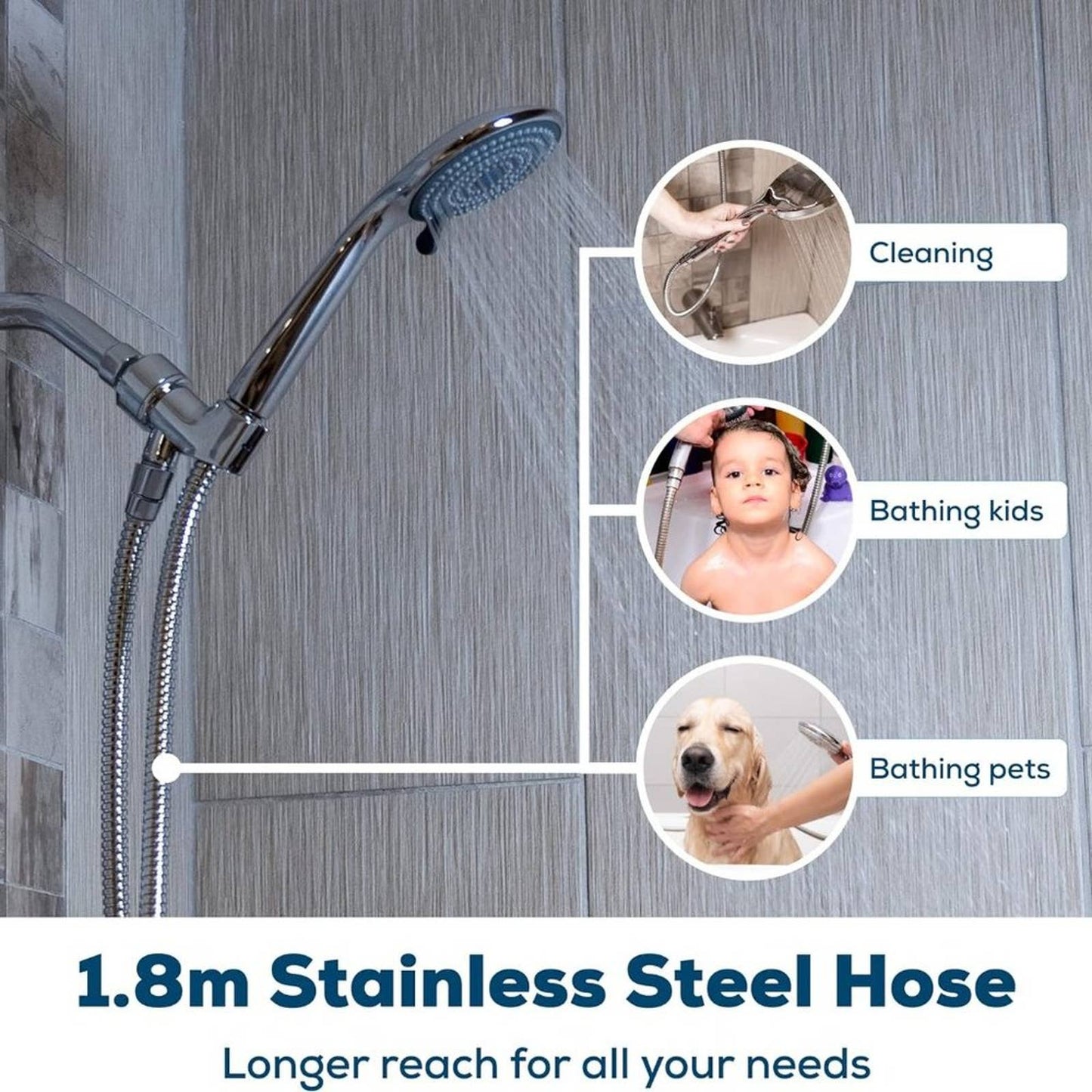 SparkPod Quick Install Shower Hose Replacement - 71 Inches Stainless Steel