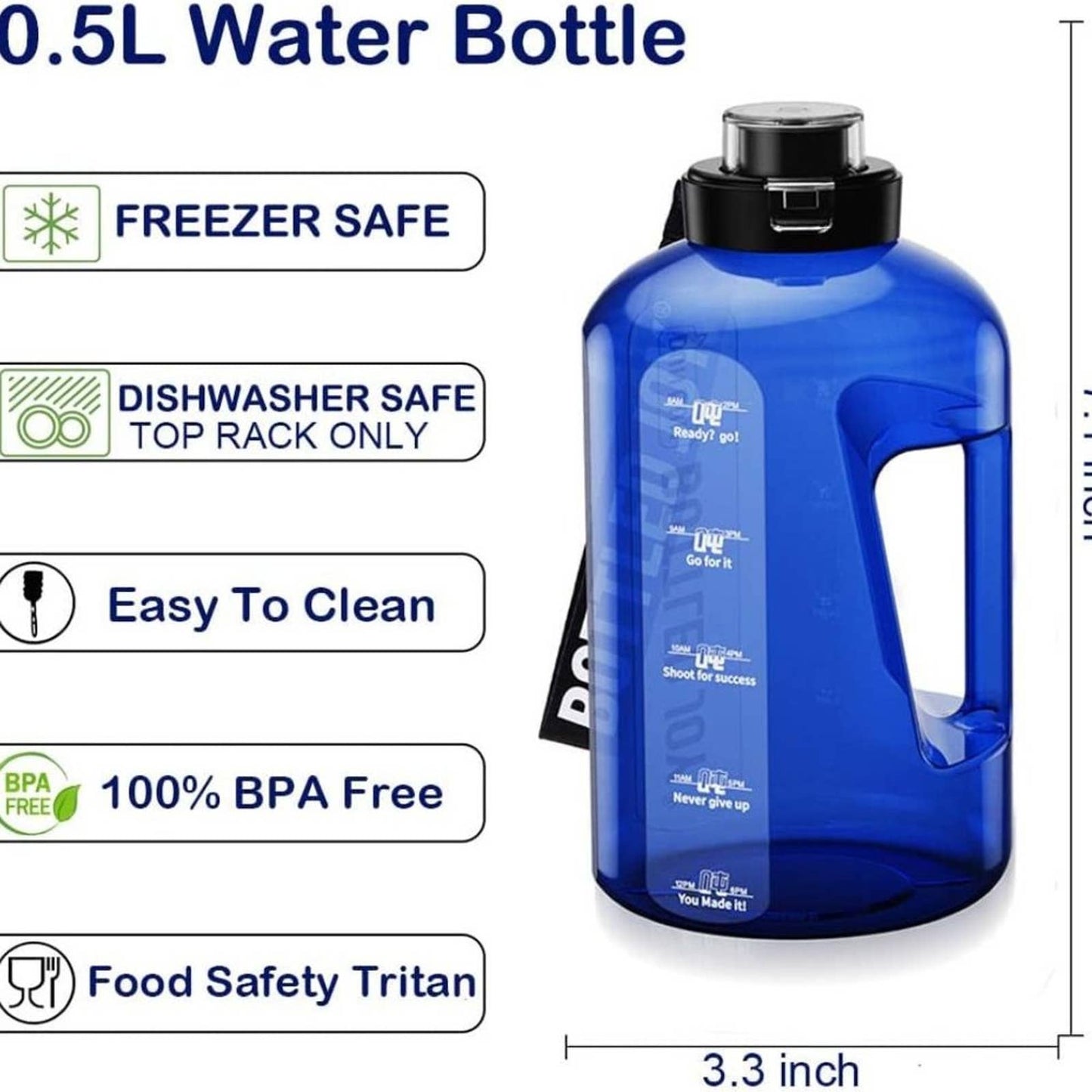 DUNDUN BOTTLED JOY, BPA-Free Plastic Water Bottles with Times to Drink