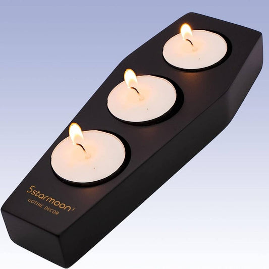 Wooden Coffin Shelf Shaped Tea Lights Candle Holder, Candle Holder