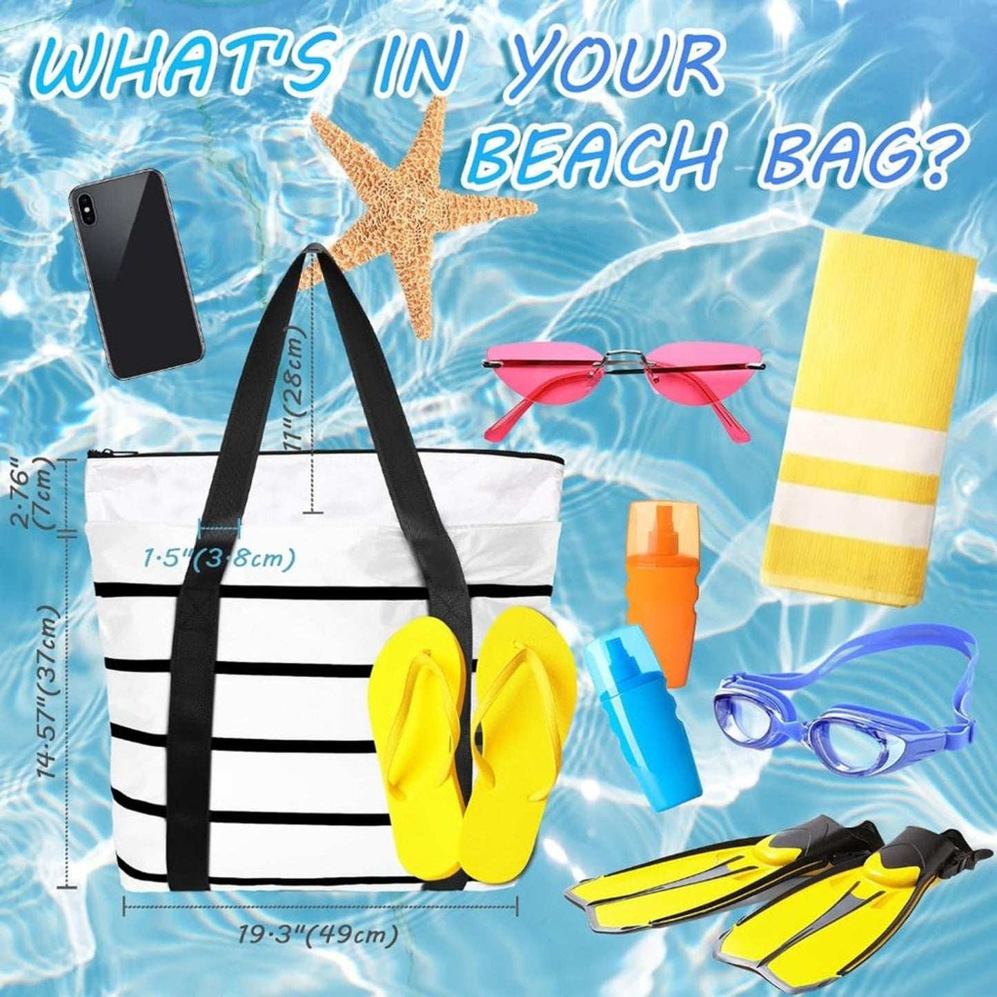 Nileric Hawaiian Vibes Large Beach Tote Bag Local Designer Creation Waterproof