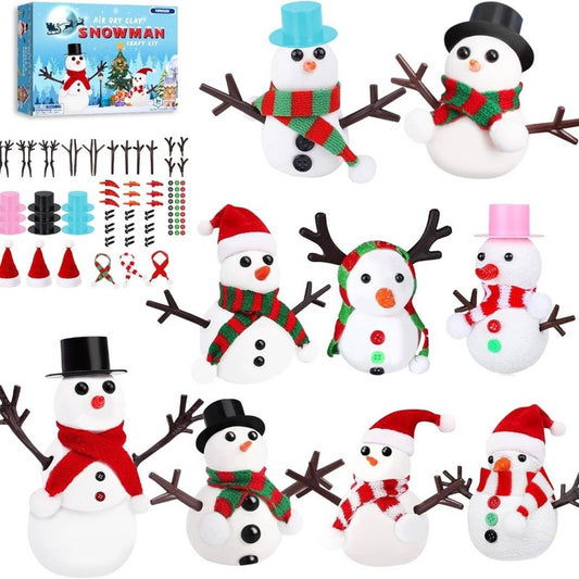 Christmas Crafts Xmas Gifts,Molding Clay Snowman DIY Kit,9Pack Build a Snowman