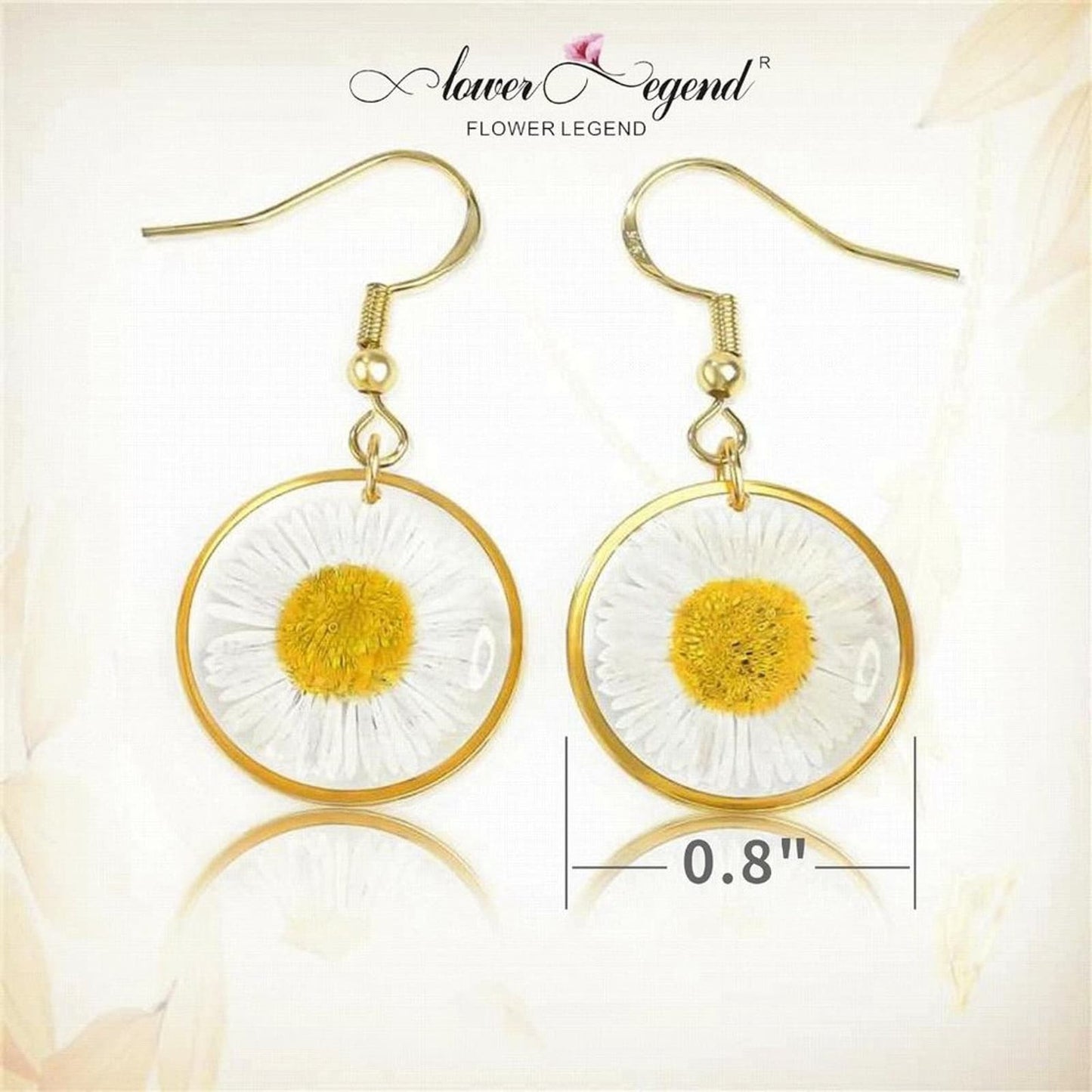 Pressed Flower Jewelry Sterling Silver Stud Earring Necklace Gift Sets Chrysanth