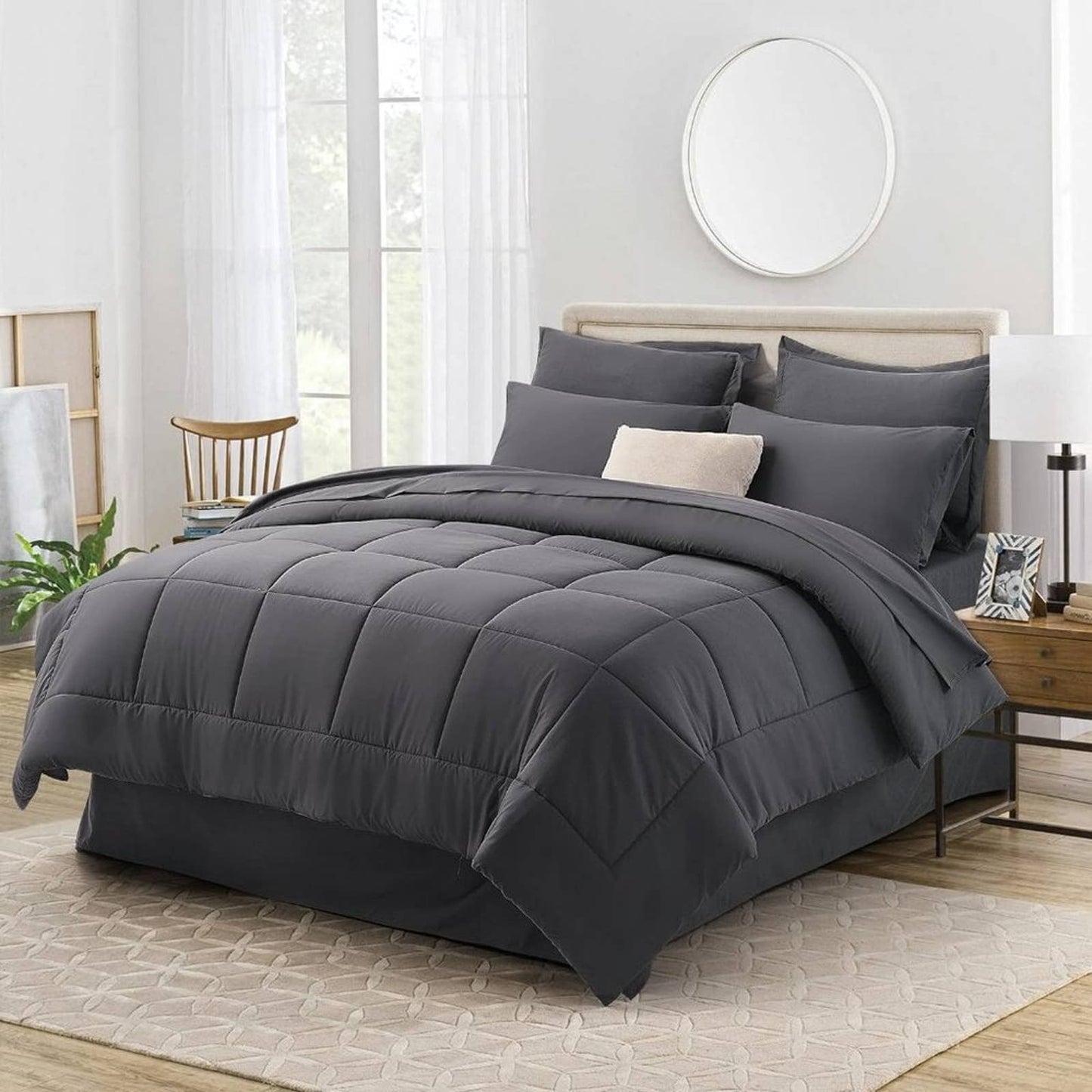 PARKOL Bed in a Bag 6-Piece Comforter Set Twin Size All Season Bedding