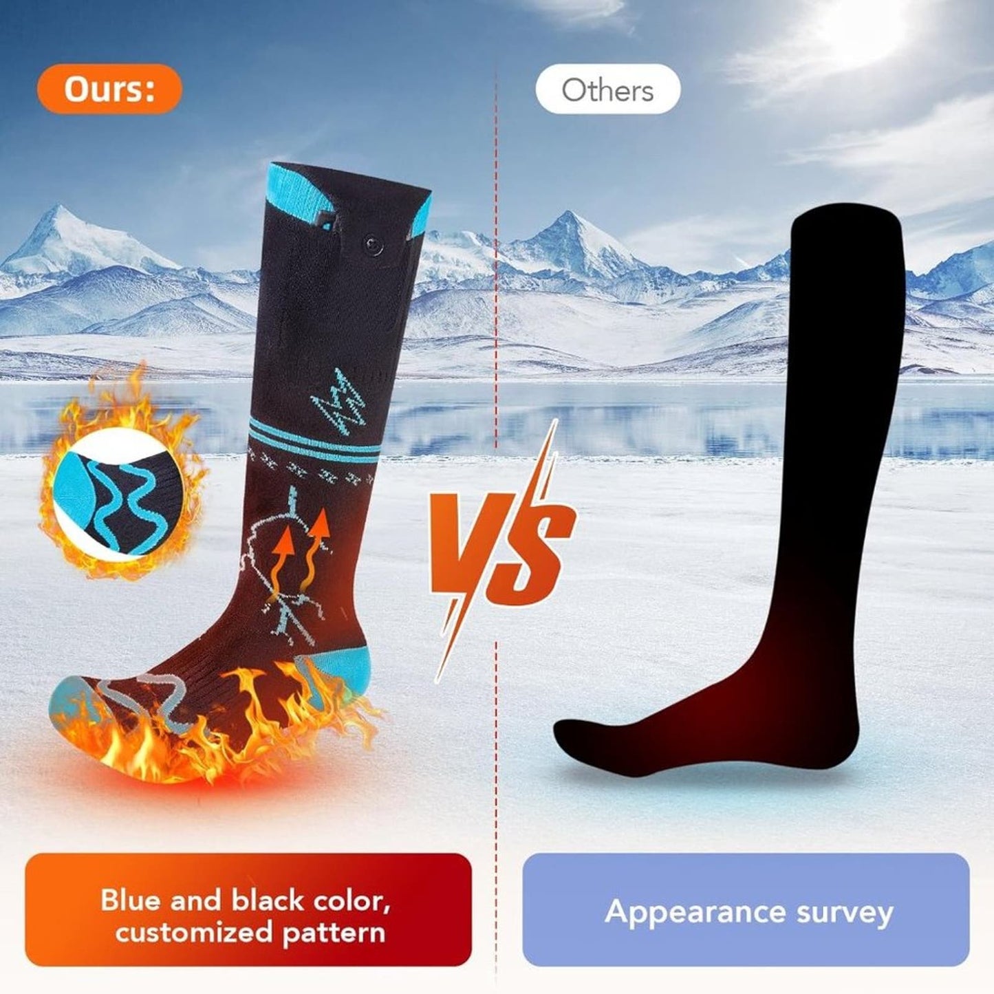 IFNOW Heated Socks for Men Women 5000mAh APP Control Battery Heated Socks