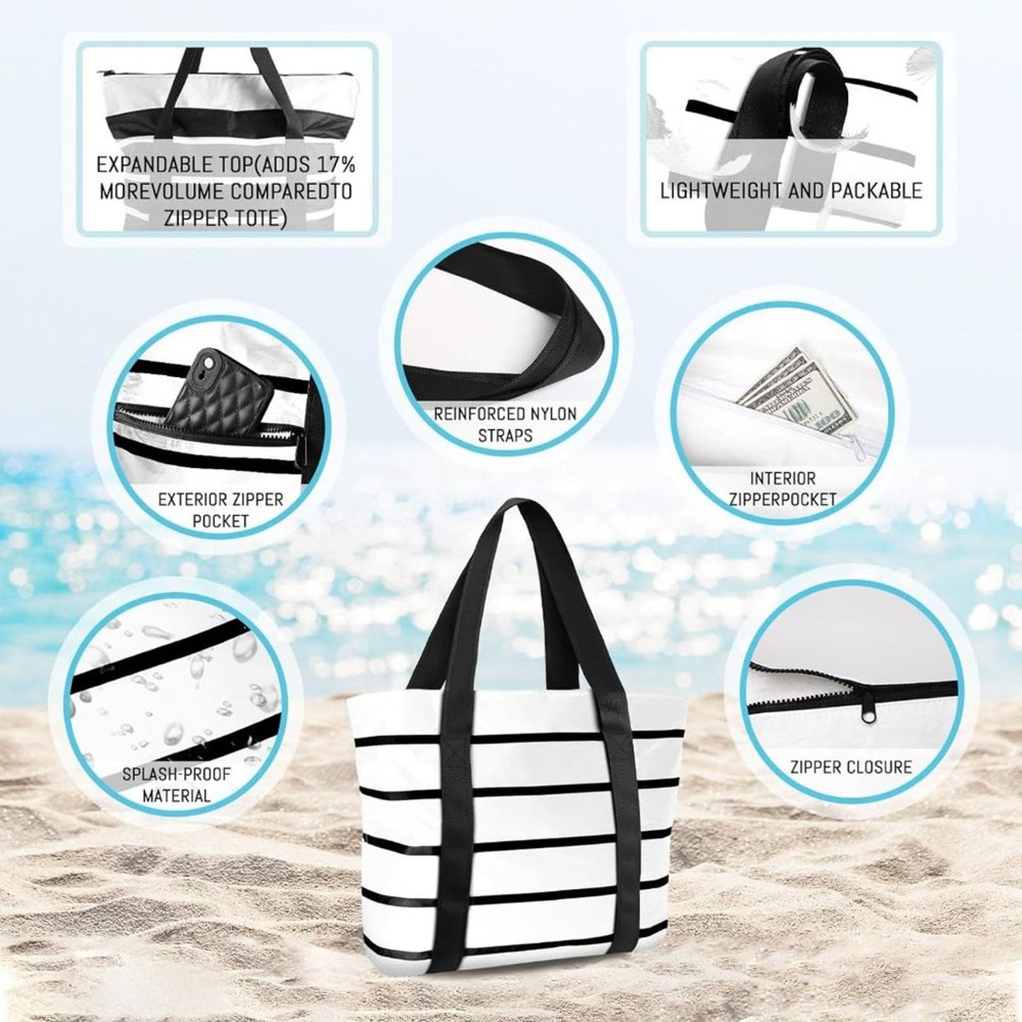 Nileric Hawaiian Vibes Large Beach Tote Bag Local Designer Creation Waterproof