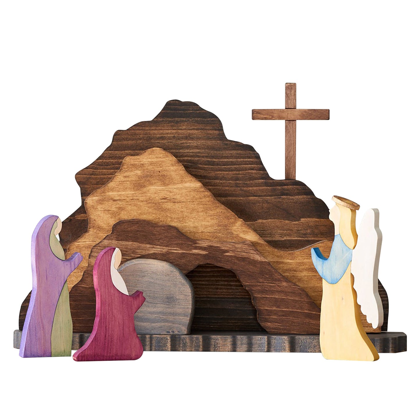 Wooden Easter Creche - NATURAL Easter Jesus Wooden Decoration