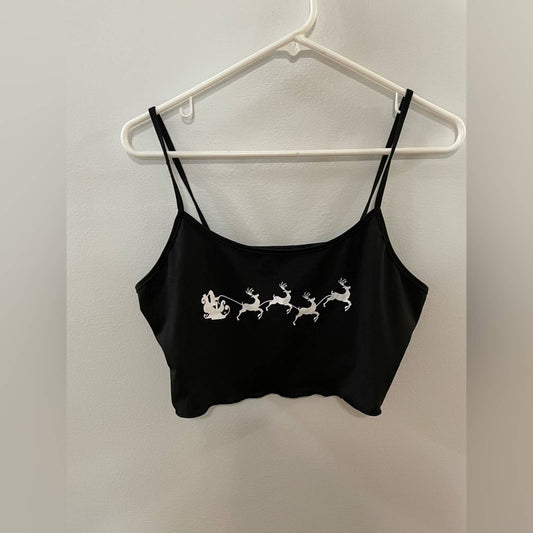 LG Black Shein Cropped Reindeer Top