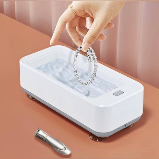 Portable Glasses Washer Ultrasonic Washing Machine Jewelry Cleaner (White)