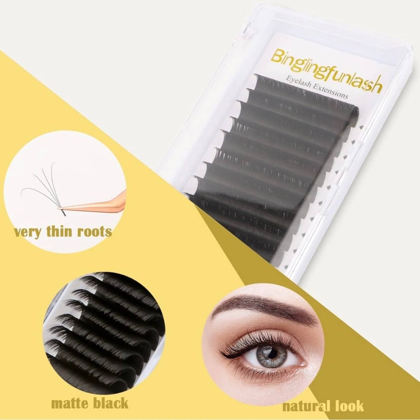 Volume Eyelash Extensions Lashes C Curl 0.07mm Blooming Single 20mm Length