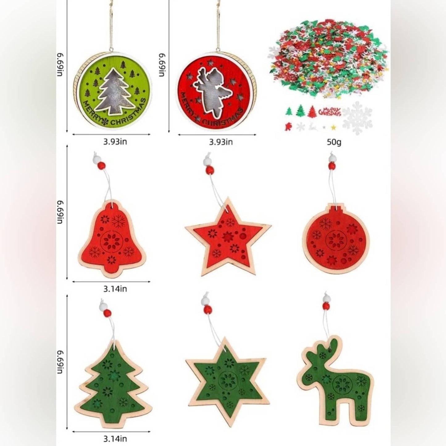 TOBENUB Christmas Decorations, Wooden Christmas Ornaments for Hanging Decoration