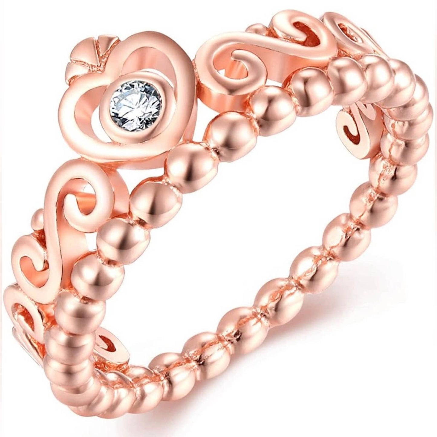 Presentski Rose Golden Plated Ring Fashion 925 Sterling Silver Princess Size 8