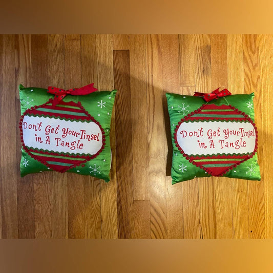 Front of Christmas decorative pillows