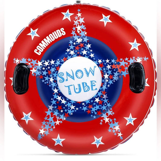 COMMOUDS Snow Tube, 47 Inch Large Inflatable Snow Sled with Handles Double-Layer