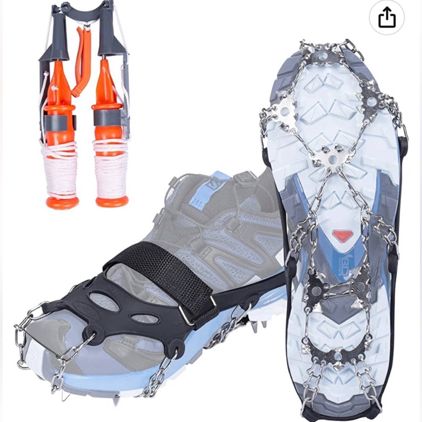 Mgotu Crampons Ice Cleats,Anti Slip Hiking Spikes for Boots, Ice Spikes MD
