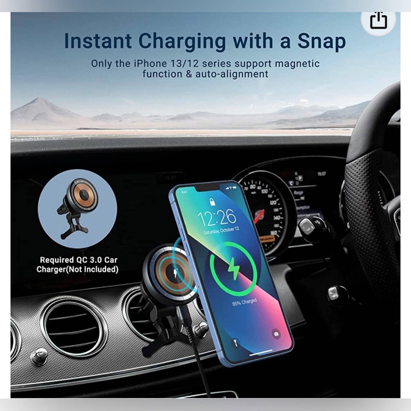 Magnetic Wireless Car Charger, Wireless Car Charger Mount, Magsafe Car Charger