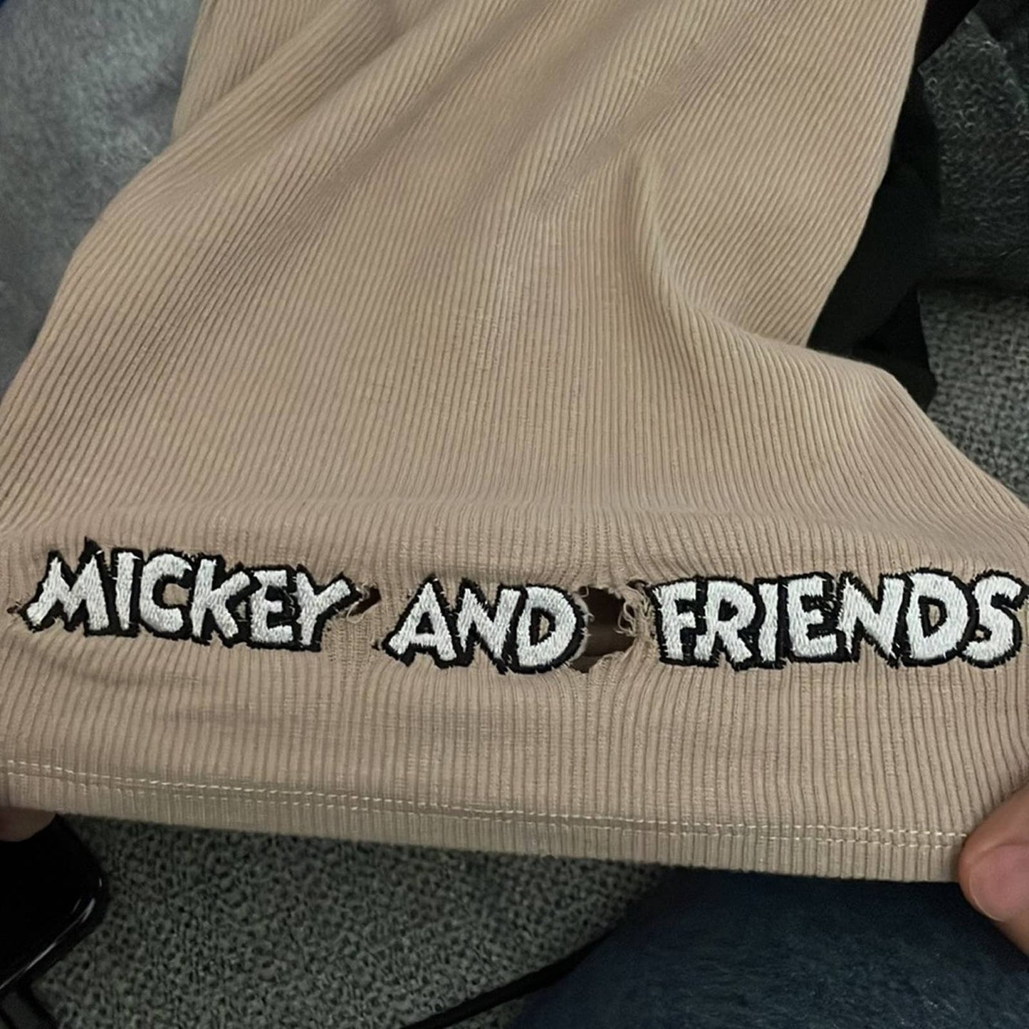 LG Tan Disney Mickey & Friends Ribbed Shorts