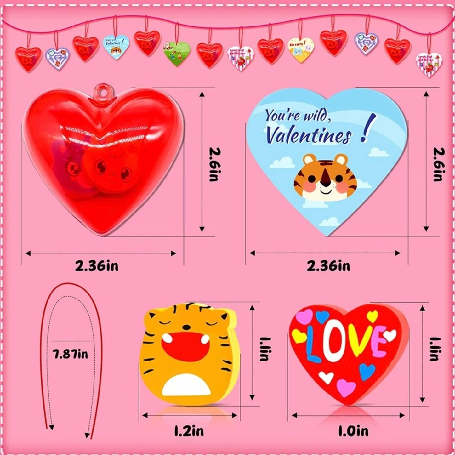 Valentines Day Gifts for Kids-40 Valentine Cards for Kids 80 Mini Erasers