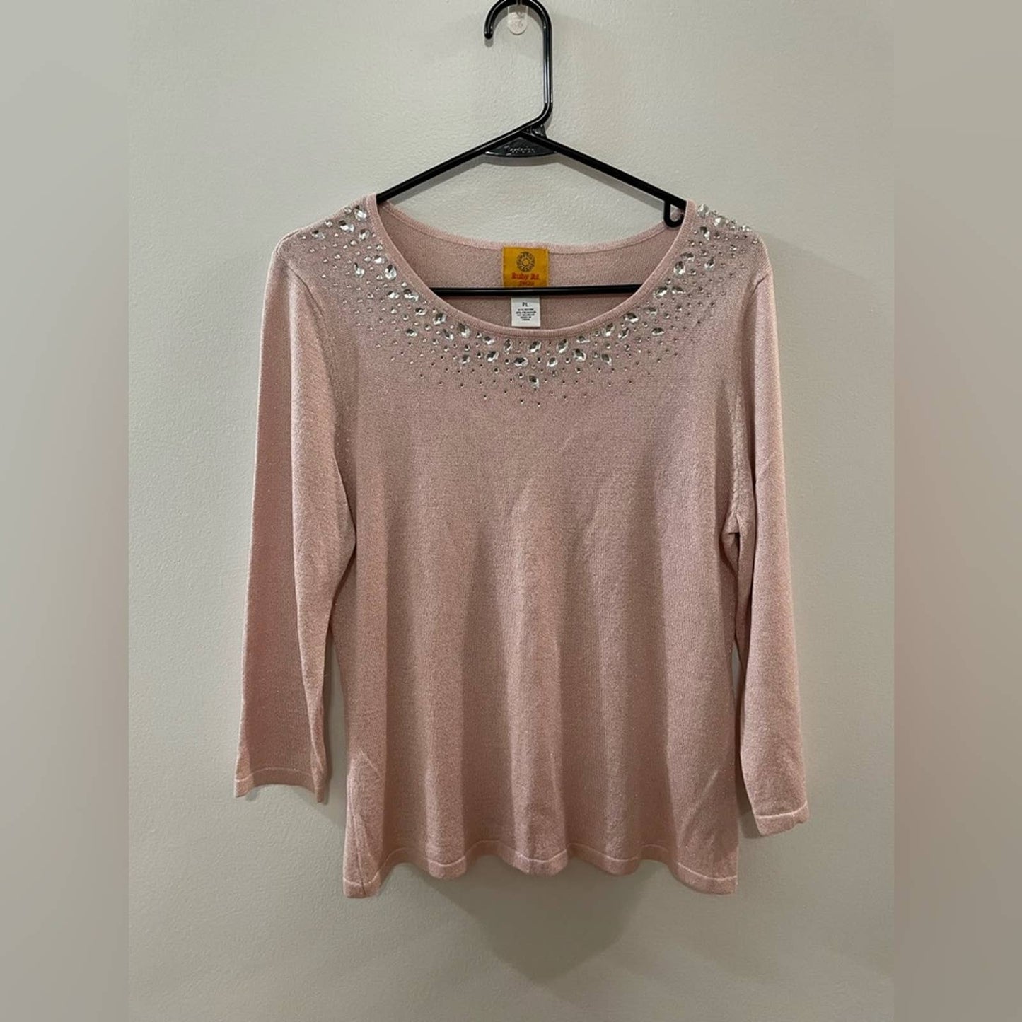 Petite LG Ruby Rd Crystal Shimmer Pink Sweater