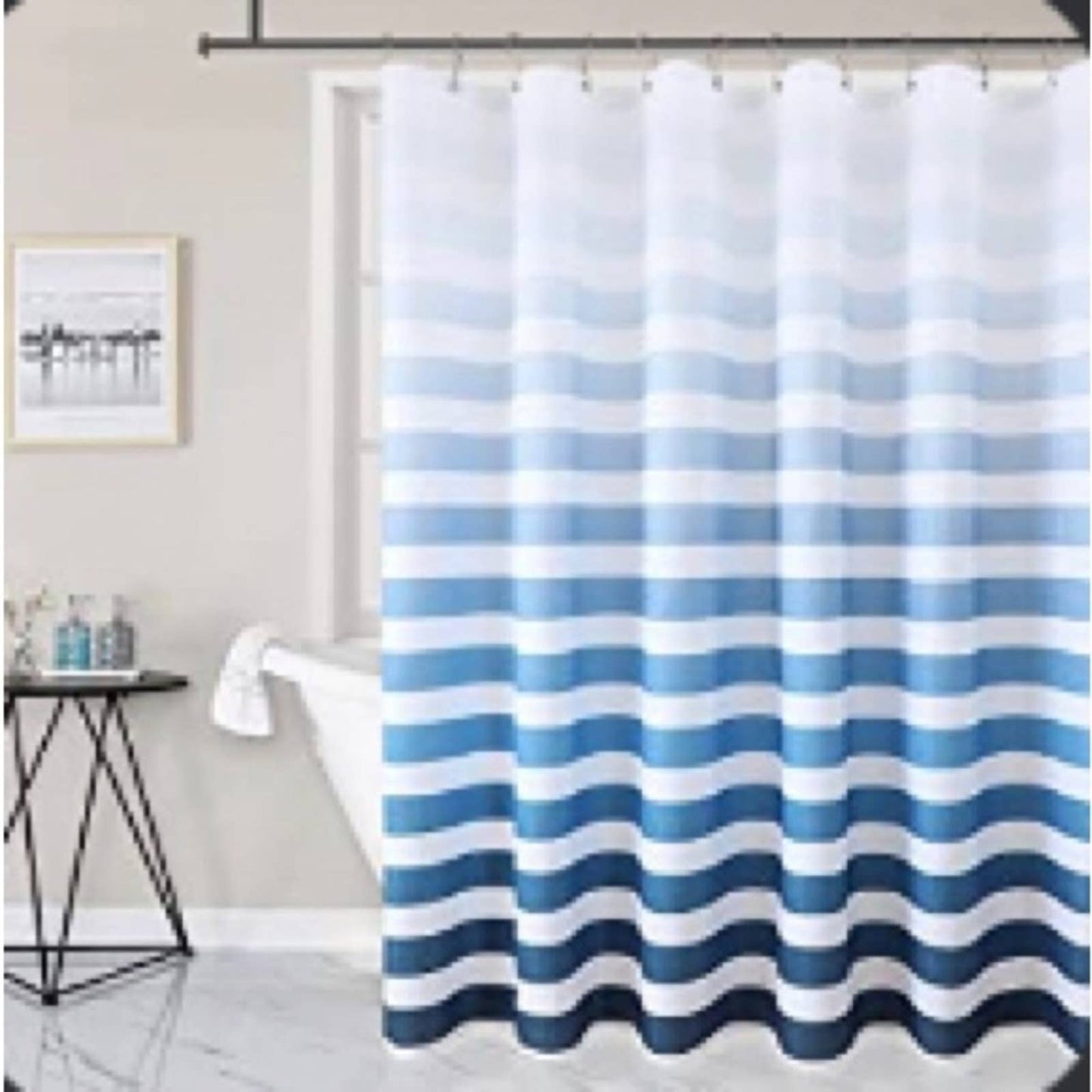 Blue Shower Curtain for Bathroom, Waterproof Blue, 72 inch, Sea Blue