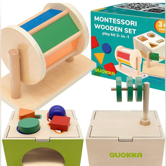 Montessori Toys 3-in-1 Learning Toy by QUOKKA - Shape Sorter Toys
