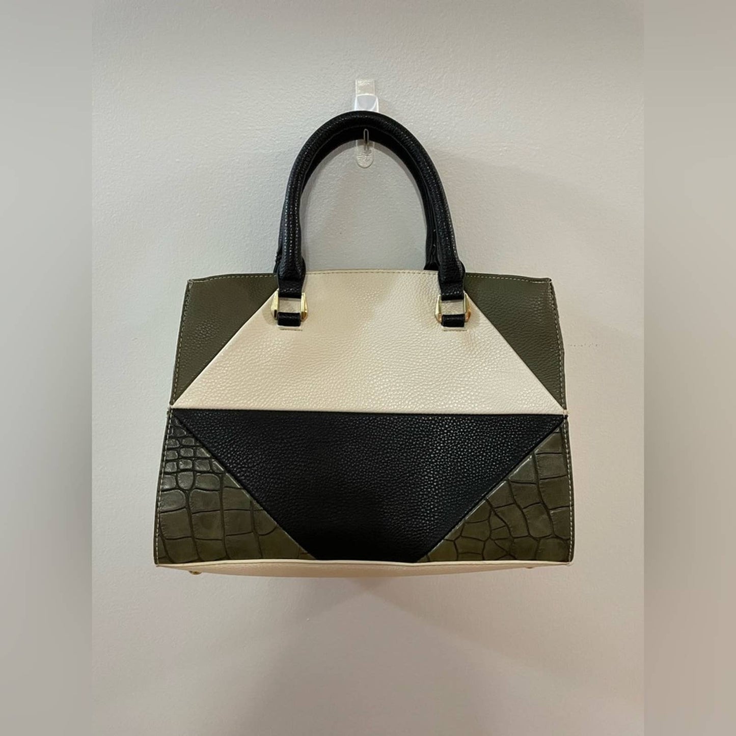 Charming Charlie White Color Block Structured Handbag
