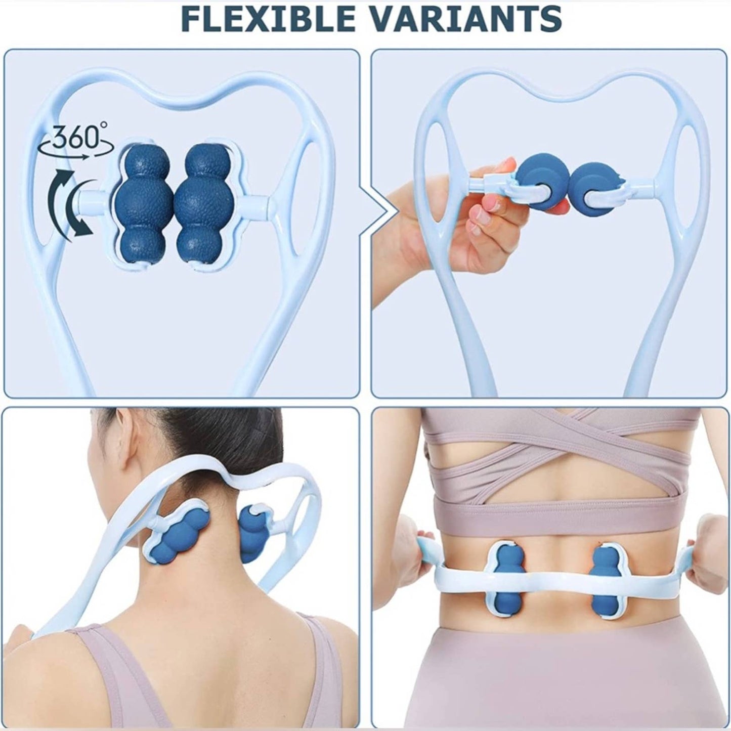 Neck Massager, Rolling and Pressure Point Massage-Blue(6 Massage Rollers)