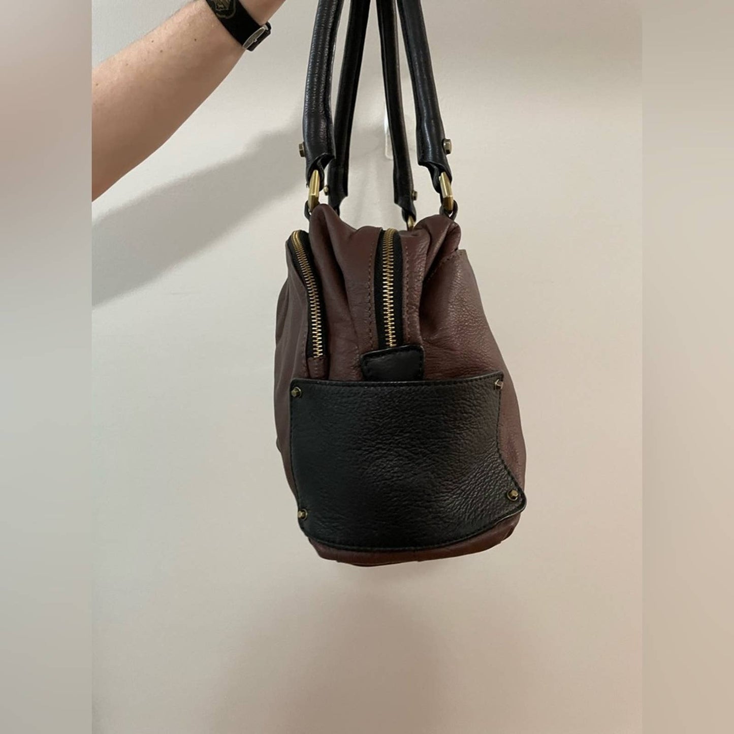 Oryany Full Leather Color Block Shoulder Bag