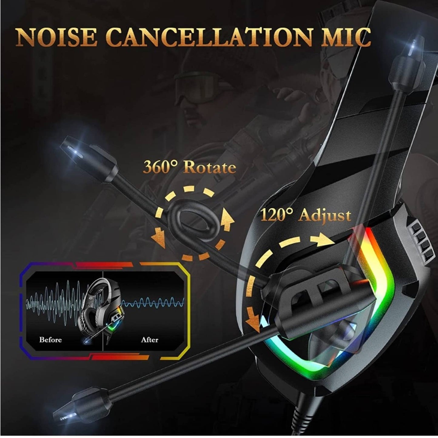 Gaming Headset for PS4 PS5 Xbox one PC, PS4 Headset with Noise Cancelling Mic