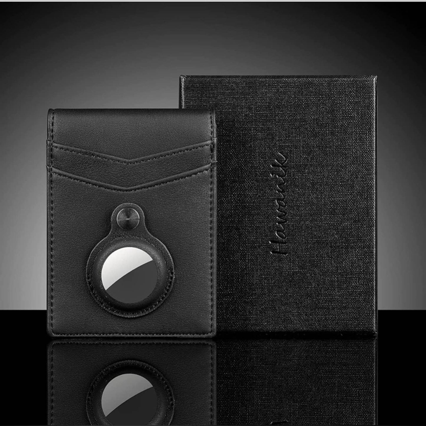 Hawanik Mens Slim Bifold Wallet With Integrated Case Holder for AirTag