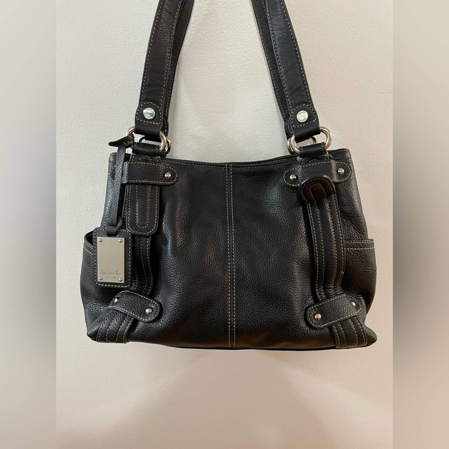 Tignanello Black Leather Hand Bag
