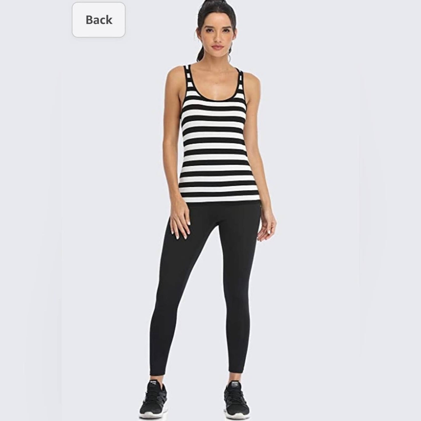 Workout Athletic Tank Tops for Women Pack, Black/White Striped, Small
