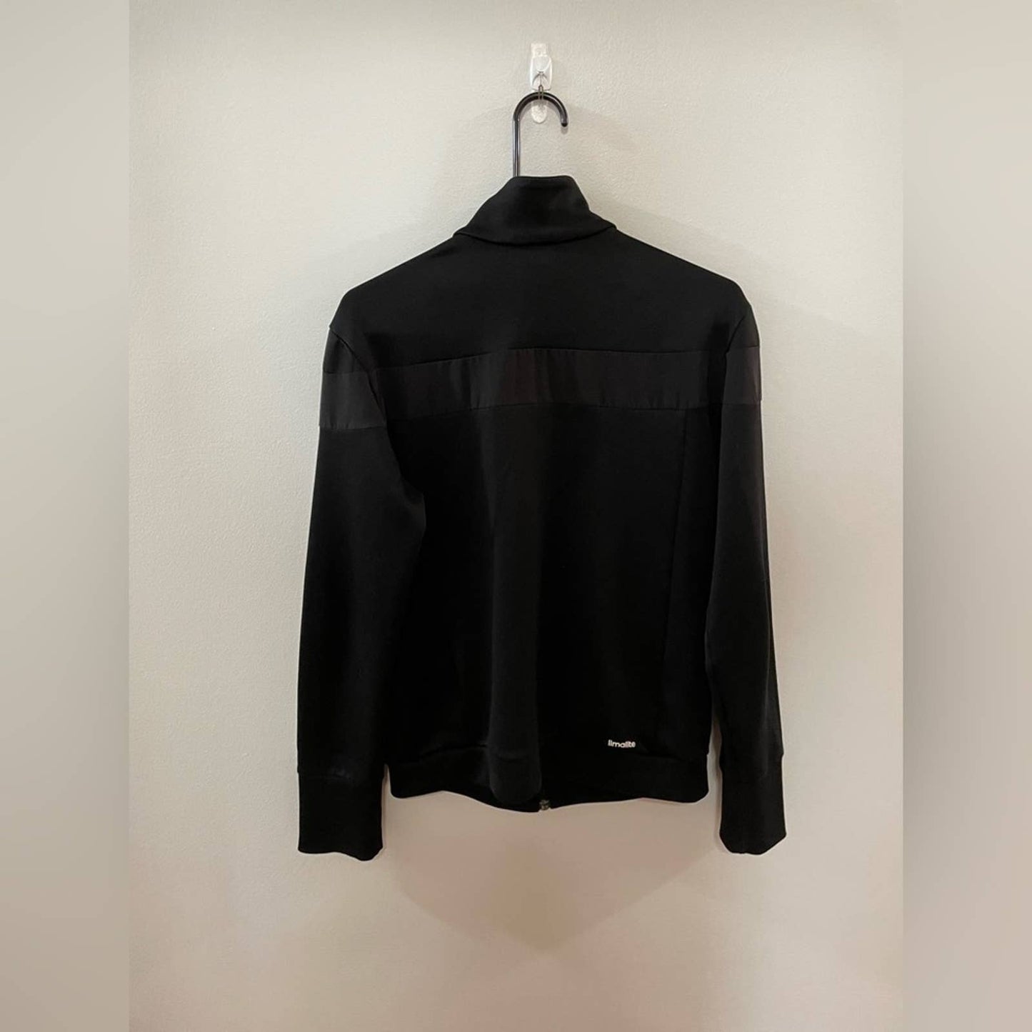MD Black/White Adidas Long Sleeve Climalite Zip-Up Jacket