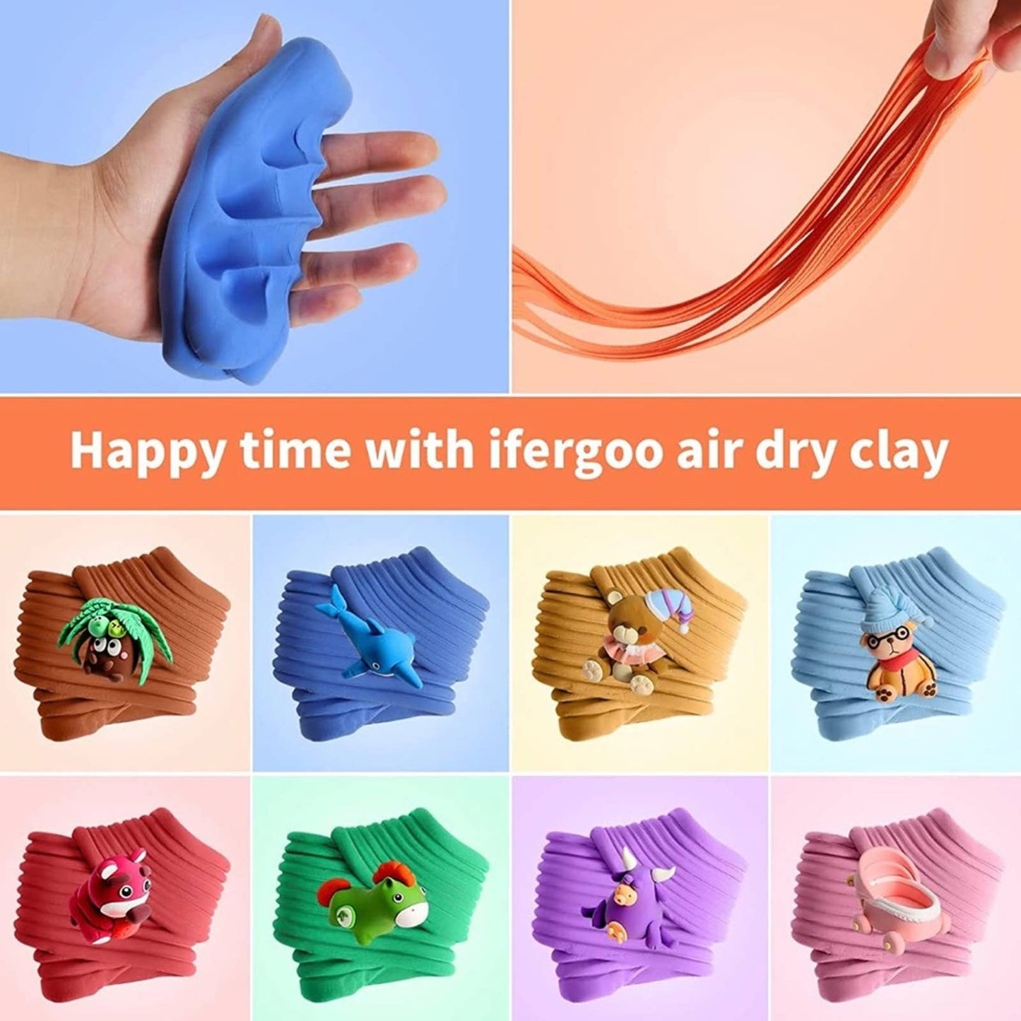 ifergoo Modeling Clay Kit - 24 Colors Magic Air Dry Ultra Light Clay