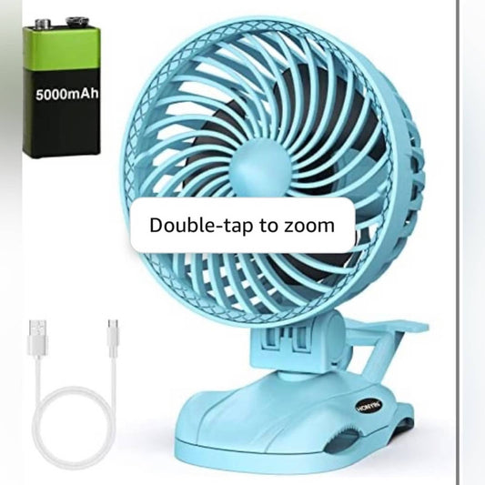 HONYIN 5000mAh Rechargeable Battery Operated Clip on Fan, 6'' CVT Small Desk Fan