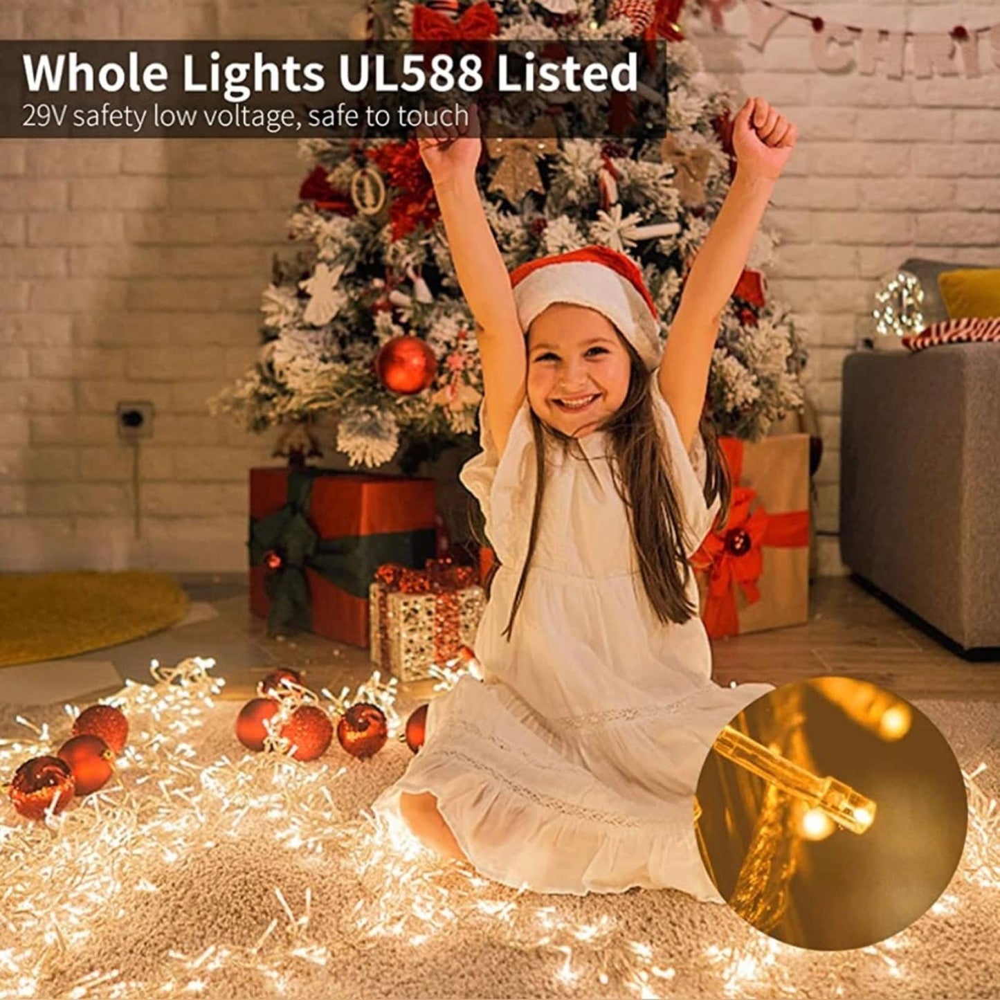 Christmas Lights Outdoor 18.57FT 360 LED, 2022 Upgrade Christmas Lights 72 Drops