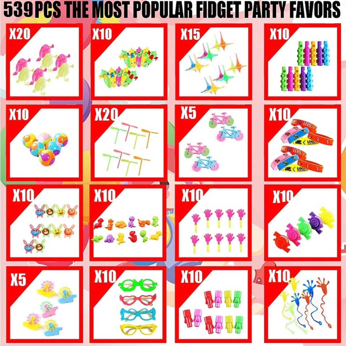 539 PCS Party Favors for Kids 3-5 4-8-12, Fidget Toys Pack, Birthday Gift Toys