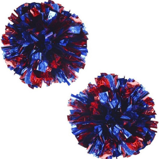 2pk 12" Cheerleading Metallic Foil & Plastic Ring Pom Poms Cheerleading Poms